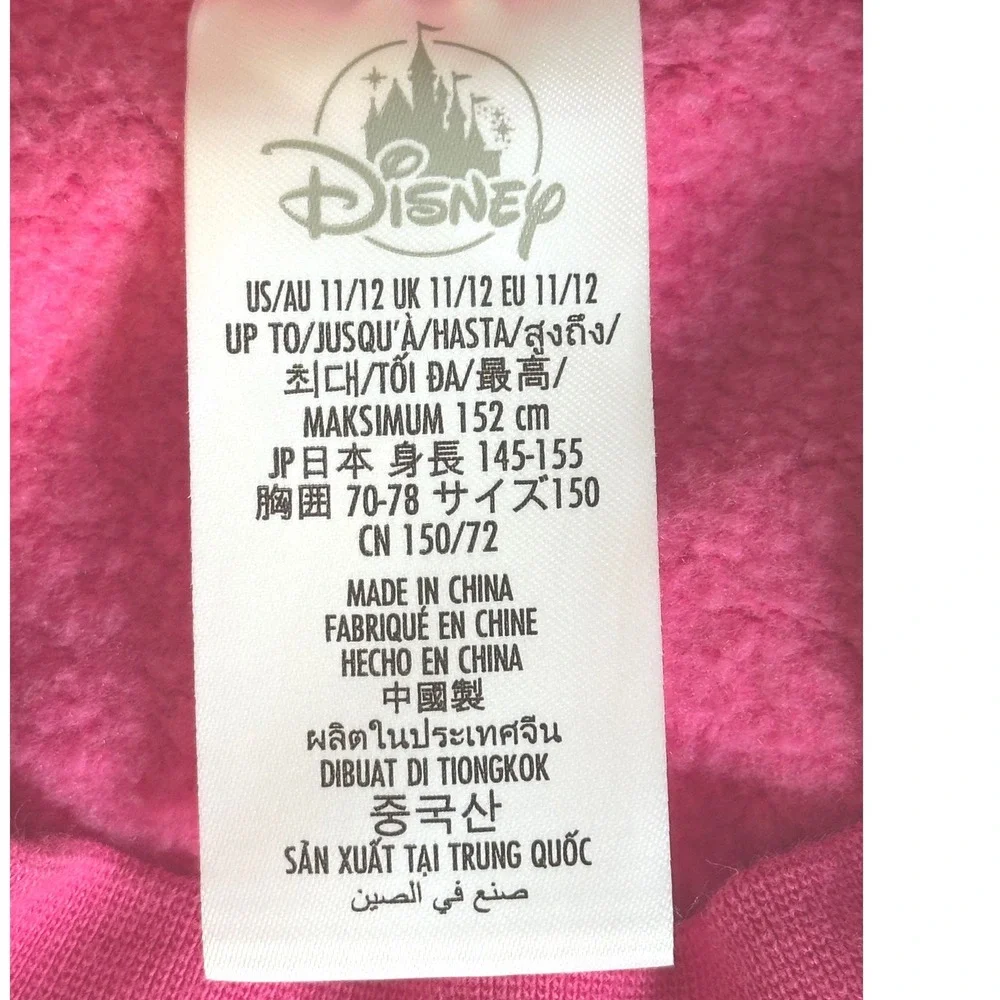 Disney Minnie Mickey Mouse Pink Cropped Sweatshirt Girls Size‎ 11/12 Puff Sleeve